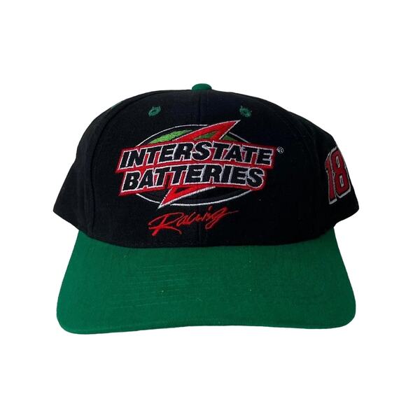 Vintage Interstate Batteries Nascar Automotive Lightning Bolt Snapback Hat - Picture 1 of 5